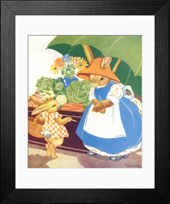 Framed Print : Mother and baby rabbit at the market Framed Print : Mother and baby rabbit at the market