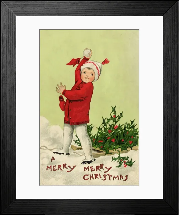 Framed Print : Boy throwing a snowball Framed Print : Boy throwing a snowball