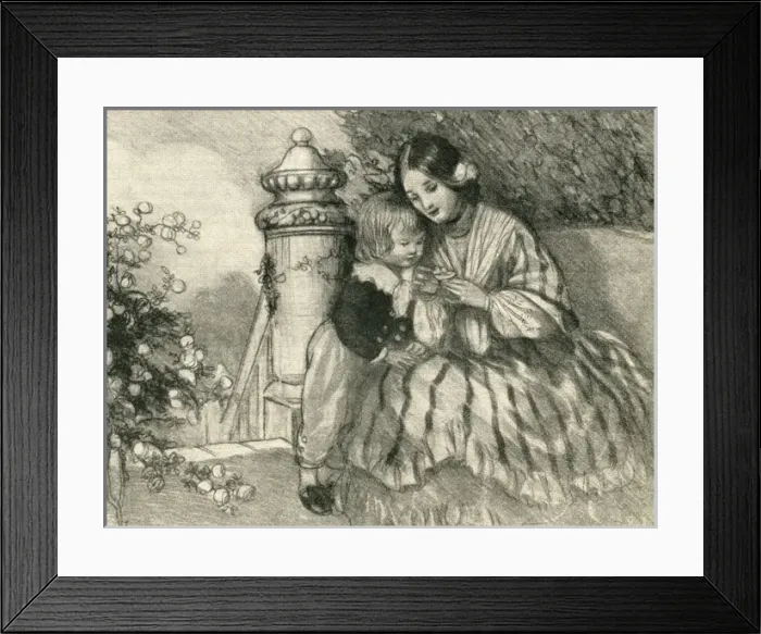 Framed Print : Darwins mother showing him a flower Framed Print : Darwins mother showing him a flower