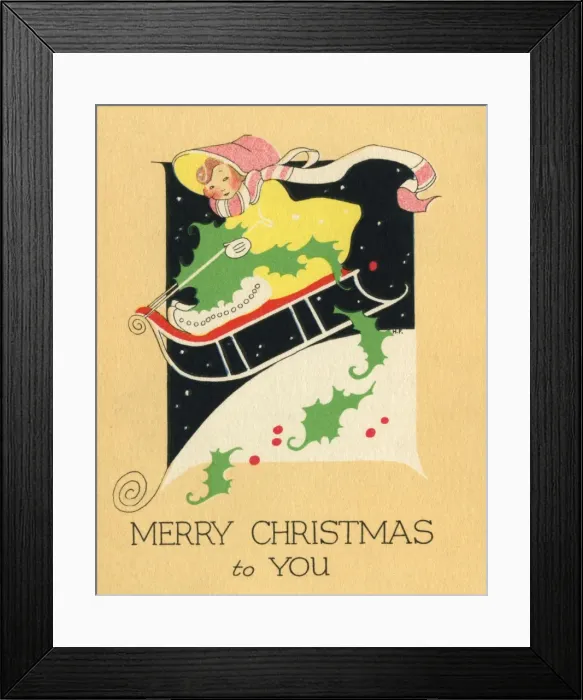 Framed Print : Little girl on a sledge Framed Print : Little girl on a sledge