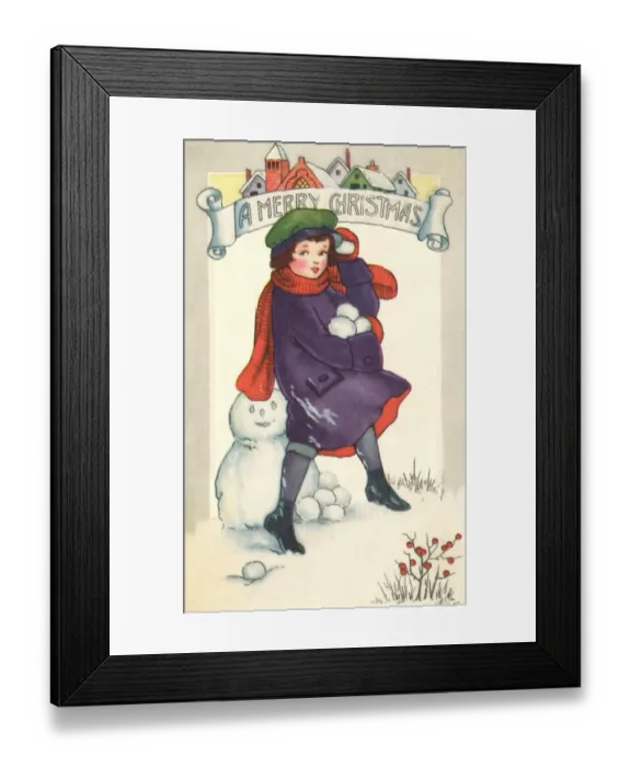 Framed Print : Little girl holding snowballs Framed Print : Little girl holding snowballs