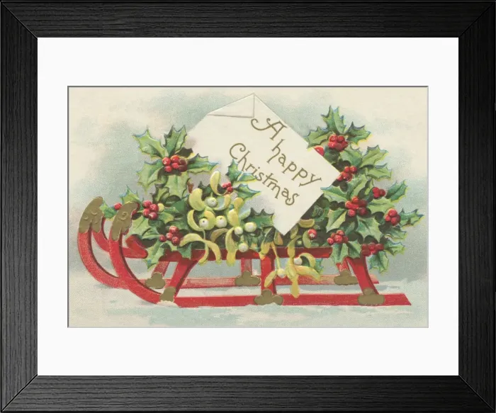 Framed Print : Sledge laden with holly