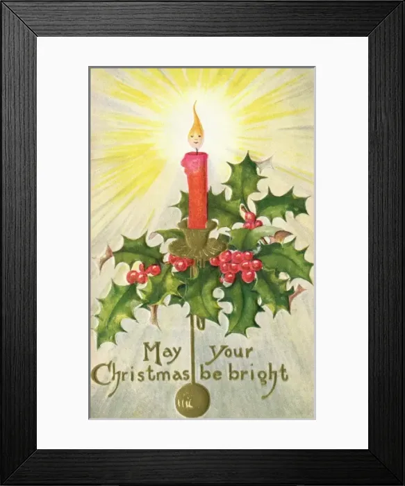 Framed Print : Candle surrounded by holly Framed Print : Candle surrounded by holly