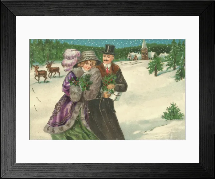 Framed Print : A couple walking in the snow Framed Print : A couple walking in the snow