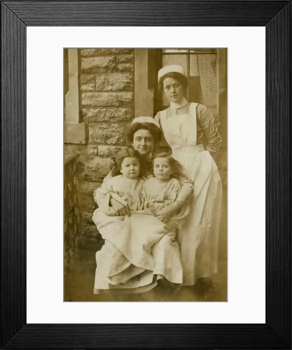 Framed Print : Nurses with two little girls Framed Print : Nurses with two little girls