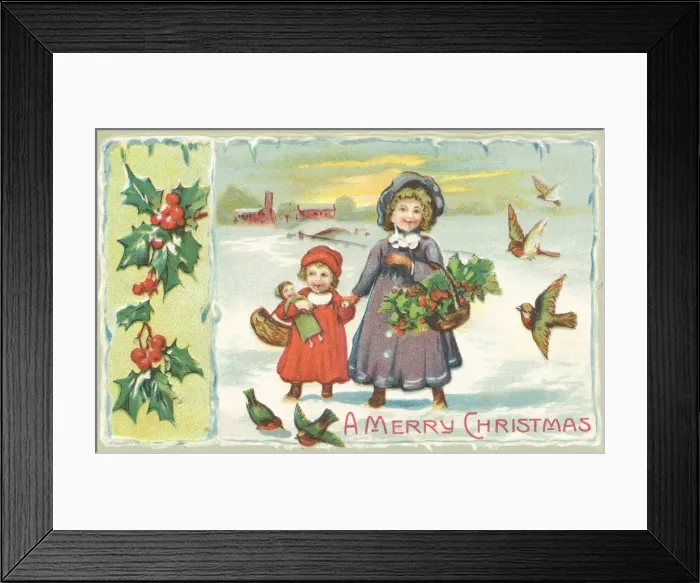 Framed Print : Mother and daughter our walking in the snow Framed Print : Mother and daughter our walking in the snow