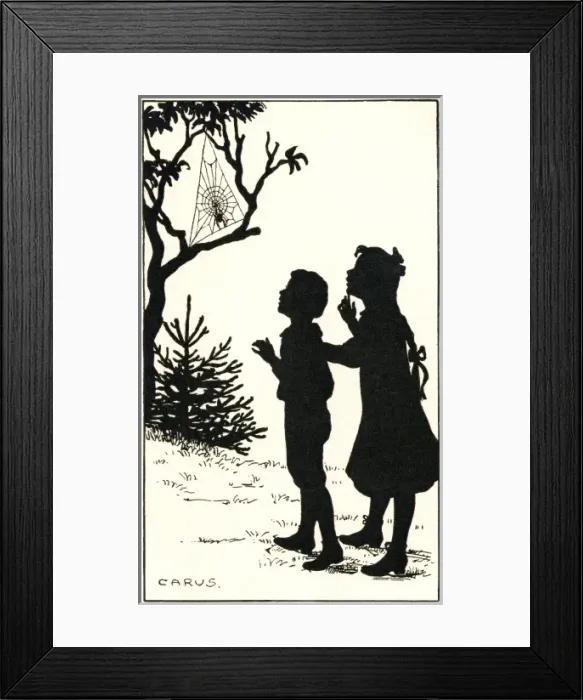 Framed Print : Children watching a spider weave its web Framed Print : Children watching a spider weave its web