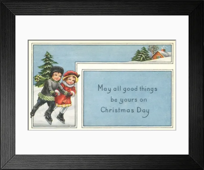 Framed Print : Children skating through the snow Framed Print : Children skating through the snow