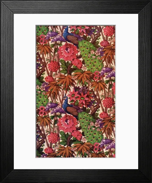 Framed Print : Floral peacock pattern for fabric Framed Print : Floral peacock pattern for fabric