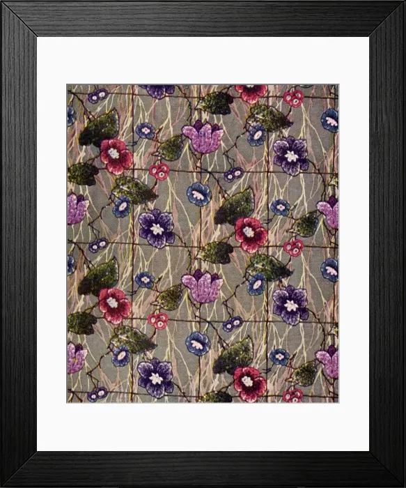 Framed Print : Florals against a grey patterned background Framed Print : Florals against a grey patterned background