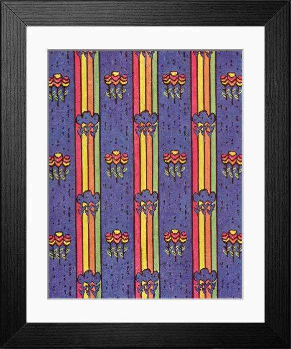 Framed Print : Rainbow flowers and stripes