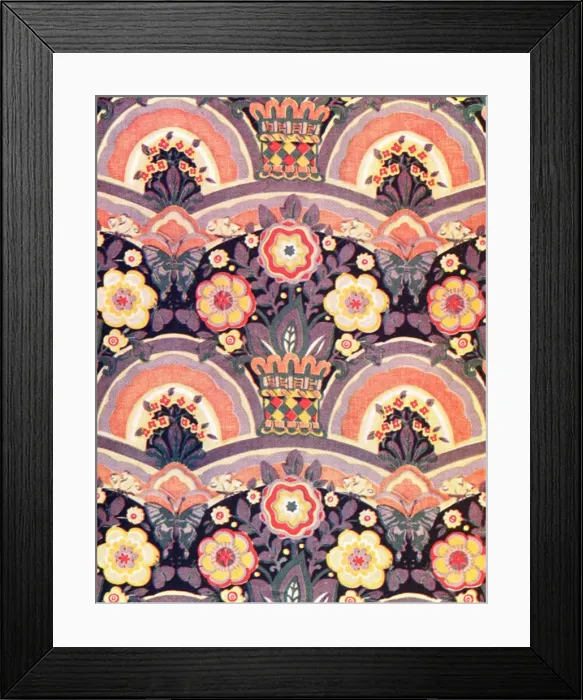 Framed Print : Brightly coloured floral pattern with butterflies Framed Print : Brightly coloured floral pattern with butterflies