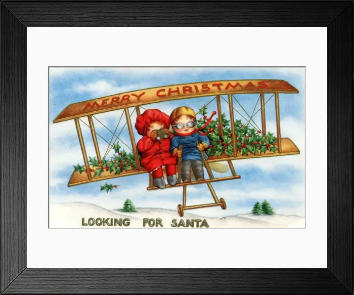 Framed Print : Two small children take to the air in search of Santa Framed Print : Two small children take to the air in search of Santa