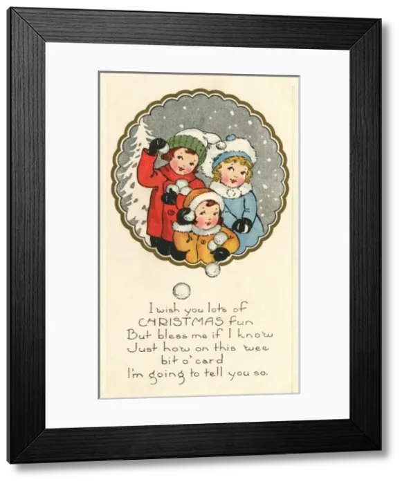 Framed Print : Children playing in the snow Framed Print : Children playing in the snow