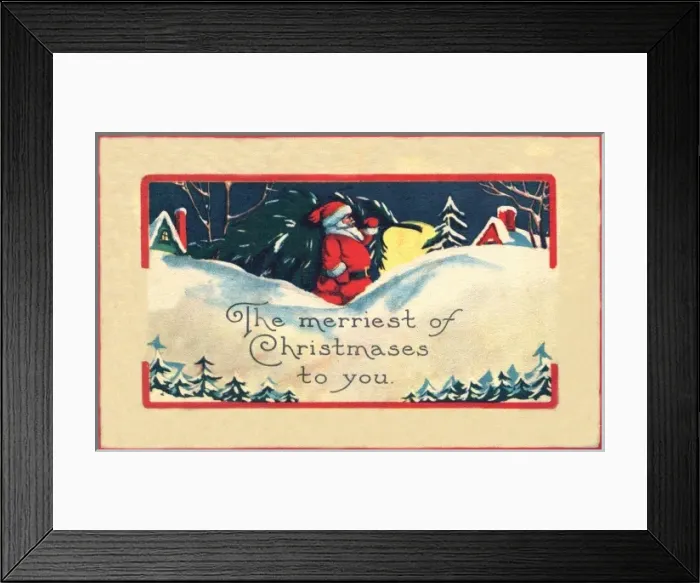 Framed Print : Father Christmas carrying a Christmas tree Framed Print : Father Christmas carrying a Christmas tree