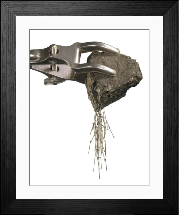 Framed Print : Magnetite. An example of the magnetic properties of magnetite (iron oxide) or lodestone Framed Print : Magnetite. An example of the magnetic properties of magnetite (iron oxide) or lodestone