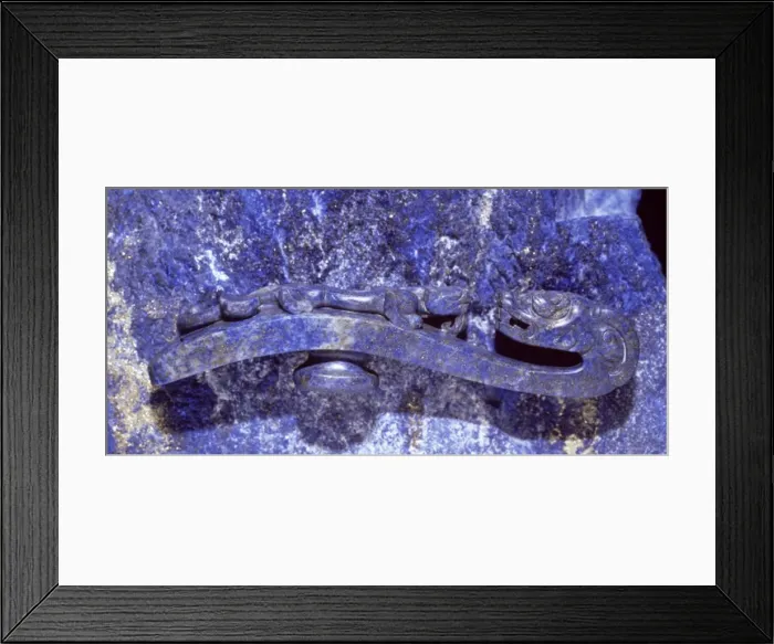 Framed Print : Belt-hook in lapis lazuli Framed Print : Belt-hook in lapis lazuli