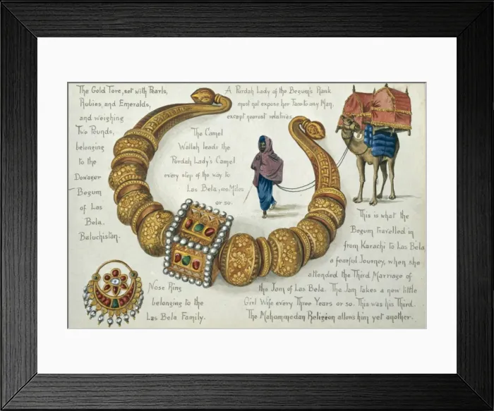 Framed Print : Indian gold tore and nose ring c. 1912