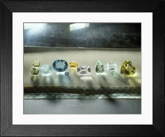 Framed Print : Beryl. From left to right, different varieties of berly Framed Print : Beryl. From left to right, different varieties of berly
