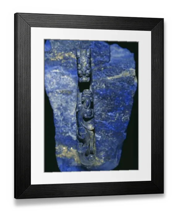 Framed Print : Belt-hook in lapis lazuli Framed Print : Belt-hook in lapis lazuli