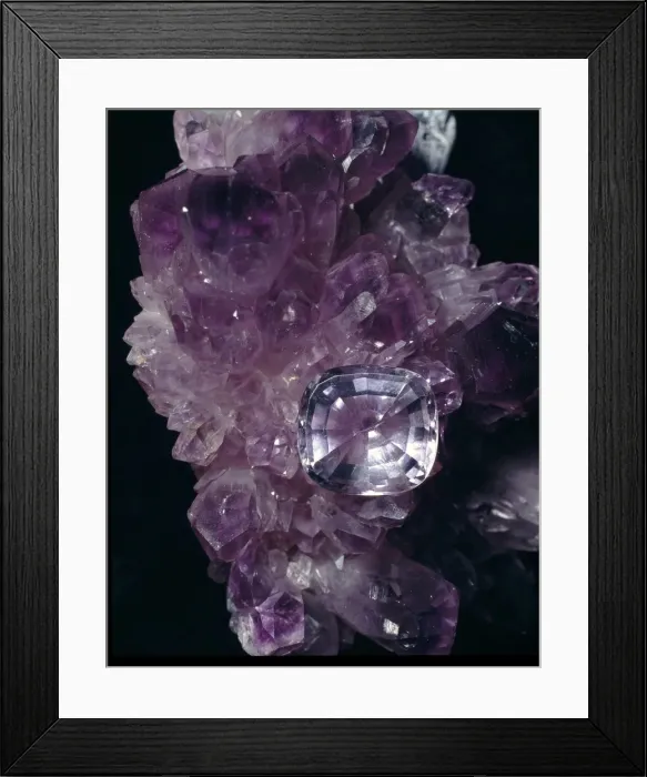 Framed Print : Amethyst is the purple variety of quartz (silicon dioxide) and is a popular gemstone Framed Print : Amethyst is the purple variety of quartz (silicon dioxide) and is a popular gemstone