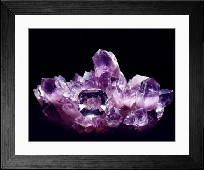 Framed Print : Amethyst is the purple variety of quartz (silicon dioxide) and is a popular gemstone Framed Print : Amethyst is the purple variety of quartz (silicon dioxide) and is a popular gemstone