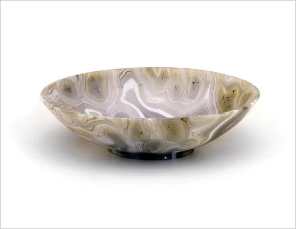Agate bowl, grey and white