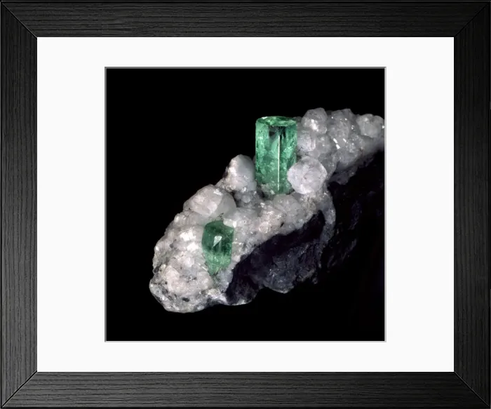 Framed Print : Emerald on calcite Framed Print : Emerald on calcite