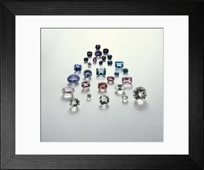 Framed Print : Gemstones. A selection of faceted gemstones from the collections of The Framed Print : Gemstones. A selection of faceted gemstones from the collections of The