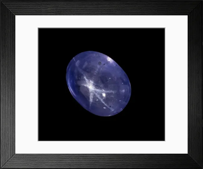 Framed Print : Sapphire. A six-rayed star blue sapphire Framed Print : Sapphire. A six-rayed star blue sapphire