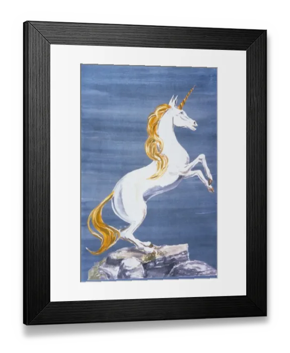 Framed Print : Unicorn. An illustration of the mythical creature, the Unicorn, on display for the Myths Framed Print : Unicorn. An illustration of the mythical creature, the Unicorn, on display for the Myths