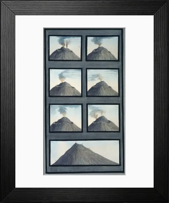 Framed Print : Plate II: Seven views of Vesuvius Framed Print : Plate II: Seven views of Vesuvius