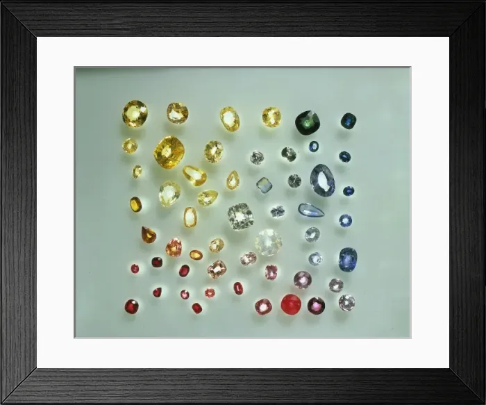Framed Print : Ruby and Sapphire cut stones Framed Print : Ruby and Sapphire cut stones