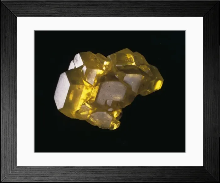 Framed Print : Sulphur. A crystal specimen of sulphur from the collections of the Natural History Museum Framed Print : Sulphur. A crystal specimen of sulphur from the collections of the Natural History Museum