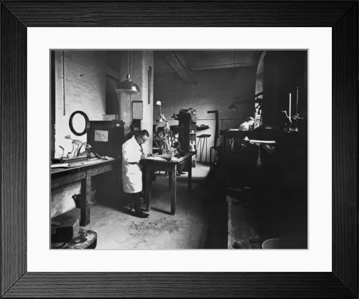 Framed Print : Geology Department preparators shop, 1934 Framed Print : Geology Department preparators shop, 1934