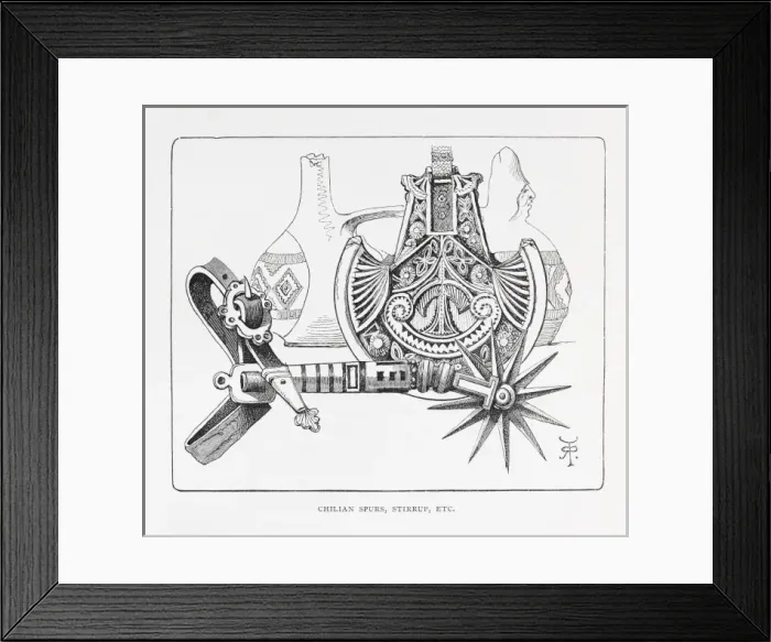 Framed Print : Chilian spurs, stirrup illustration Framed Print : Chilian spurs, stirrup illustration
