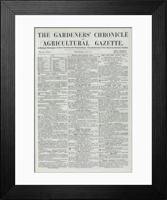 Framed Print : Front page of The Gardeners Chronicle Framed Print : Front page of The Gardeners Chronicle