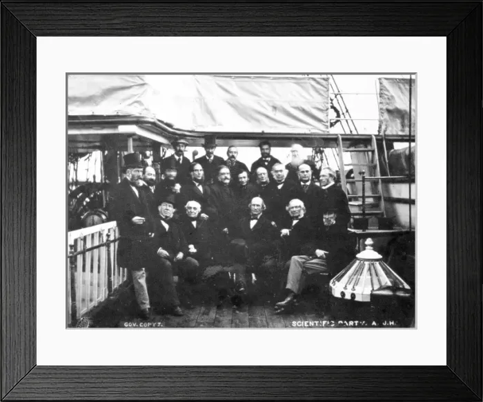Framed Print : Visiting scientific party from the Royal Society on H. M.s Ch Framed Print : Visiting scientific party from the Royal Society on H. M.s Ch