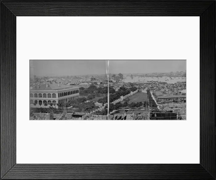 Framed Print : Panoramic: Harbour near Shameen Island, Canton, China Framed Print : Panoramic: Harbour near Shameen Island, Canton, China