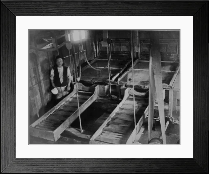 Framed Print : The amalgamating room at a gold digging site, Halifax 1873 Framed Print : The amalgamating room at a gold digging site, Halifax 1873