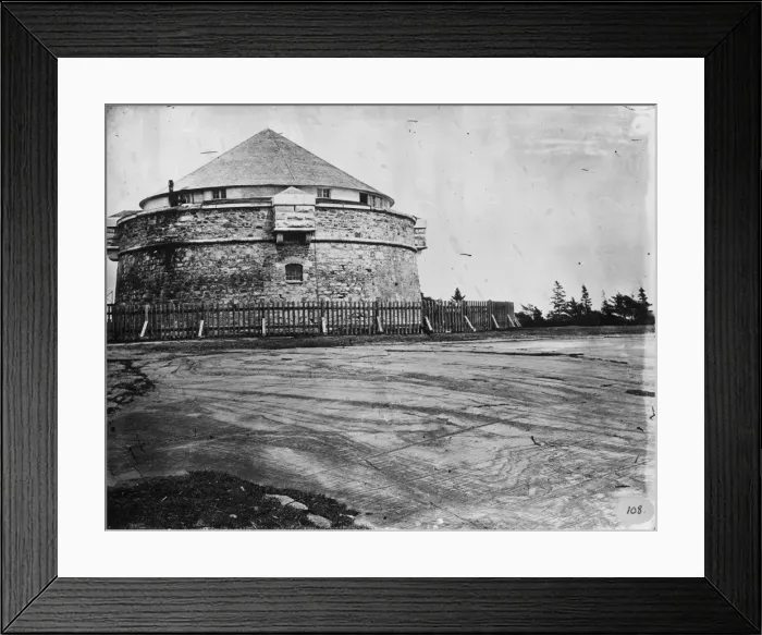Framed Print : Glacial rock and Block House, Halifax 1873 Framed Print : Glacial rock and Block House, Halifax 1873
