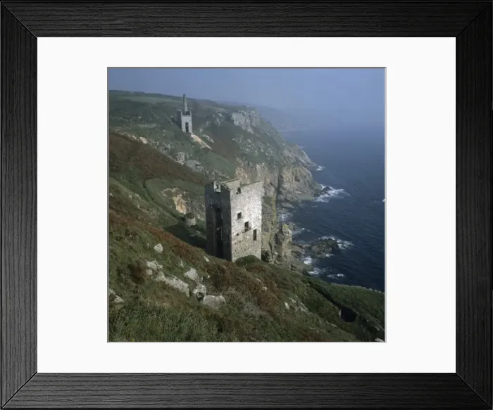 Framed Print : The cliff edge engine houses of Wheal Trewavas Framed Print : The cliff edge engine houses of Wheal Trewavas