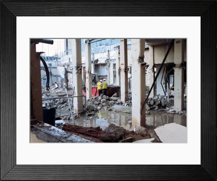 Framed Print : Demolition of the Spirit Building Framed Print : Demolition of the Spirit Building