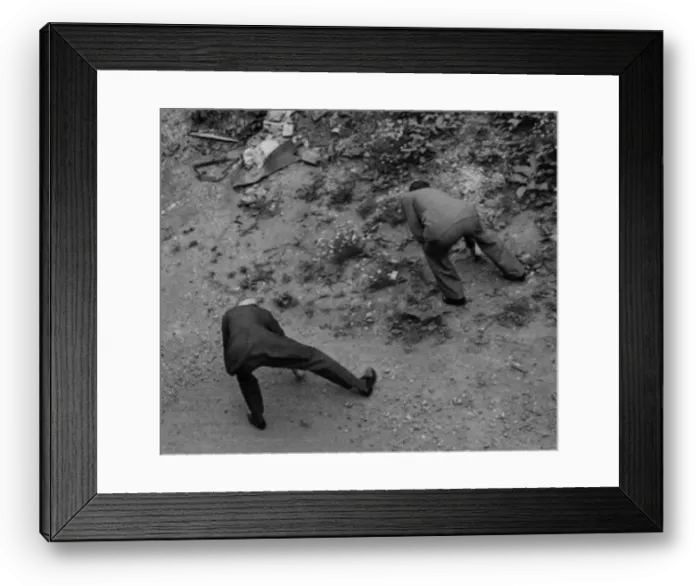 Framed Print : Men looking for shrapnel, 1940 Framed Print : Men looking for shrapnel, 1940