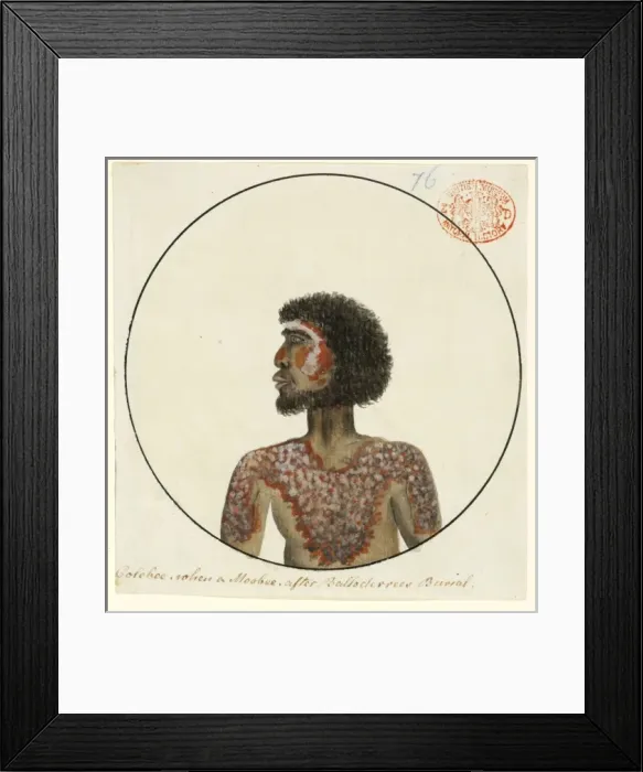 Framed Print : Portrait of an Aboriginal man named Colebee, decorated for a Framed Print : Portrait of an Aboriginal man named Colebee, decorated for a