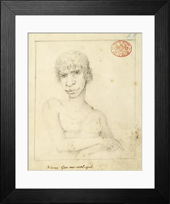 Framed Print : Portrait of an Aboriginal man named Goo-nee-owl-gal Framed Print : Portrait of an Aboriginal man named Goo-nee-owl-gal