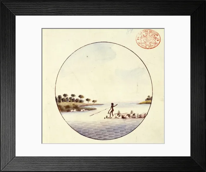 Framed Print : An Aborigine fishing from the shore Framed Print : An Aborigine fishing from the shore