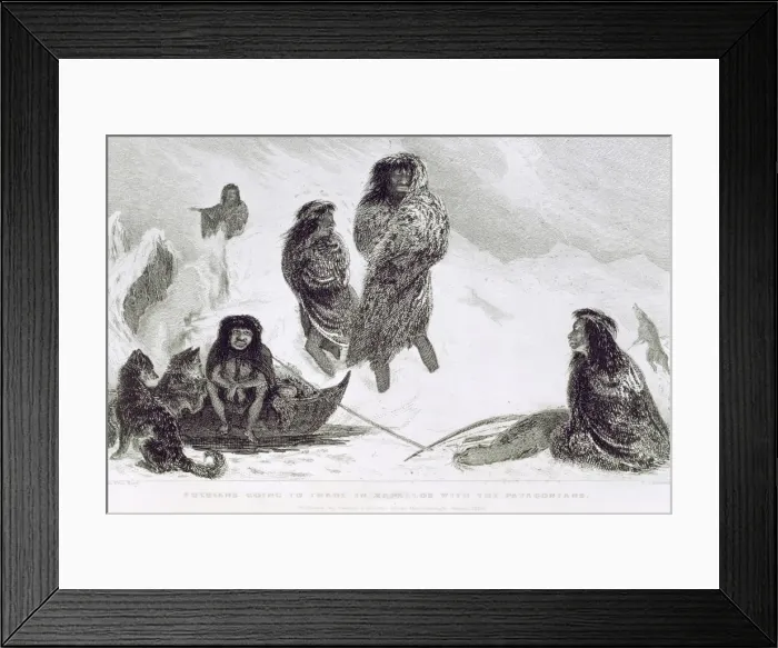 Framed Print : Fuegians going to trade with Patagonians in Zapallos Framed Print : Fuegians going to trade with Patagonians in Zapallos