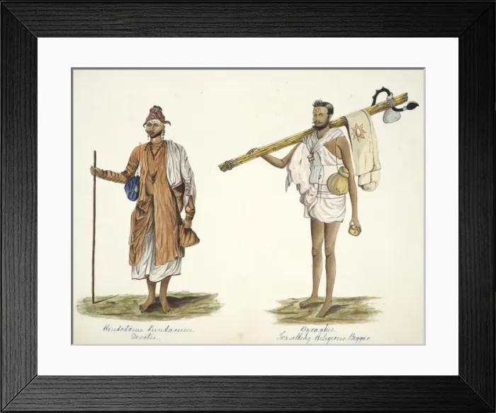 Framed Print : Hindustanee Pundarum Devotee & Buraghee Travelling Religious Framed Print : Hindustanee Pundarum Devotee & Buraghee Travelling Religious
