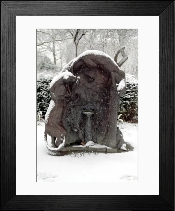 Framed Print : The west lawn ornament in winter